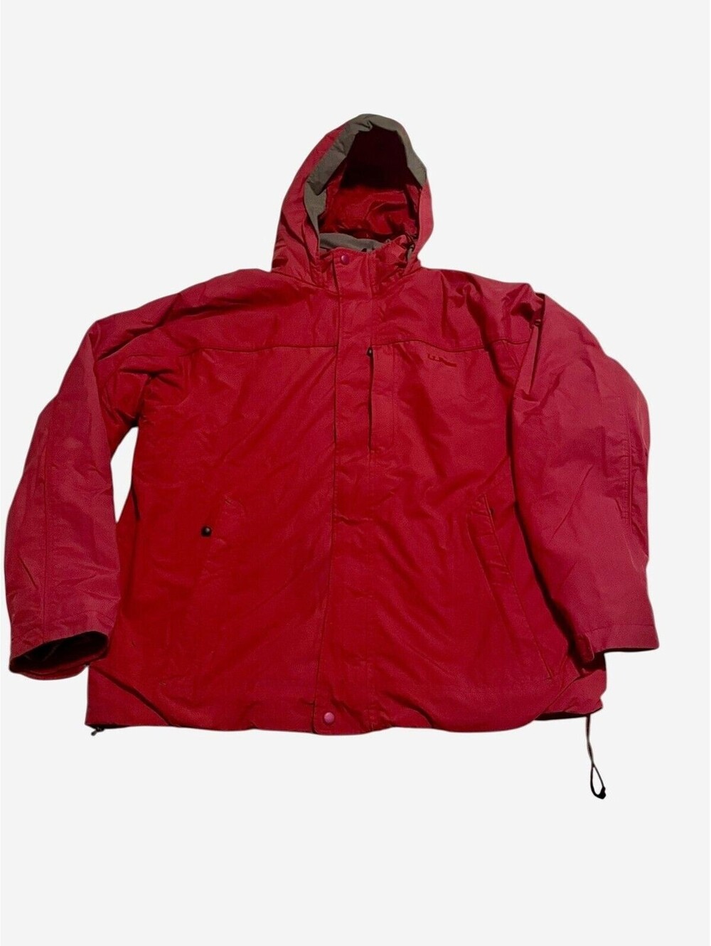 L.L. Bean Jacket Mens Large Red 3-in-1 Hooded Fleece Lined Winter Coat Parka